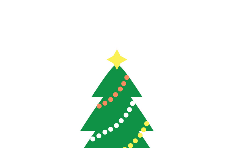 Flat Design Christmas Tree Illustration with Star and Ornaments Vector Graphic