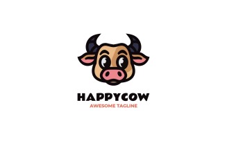 Mascot Modern Cow Logo Design