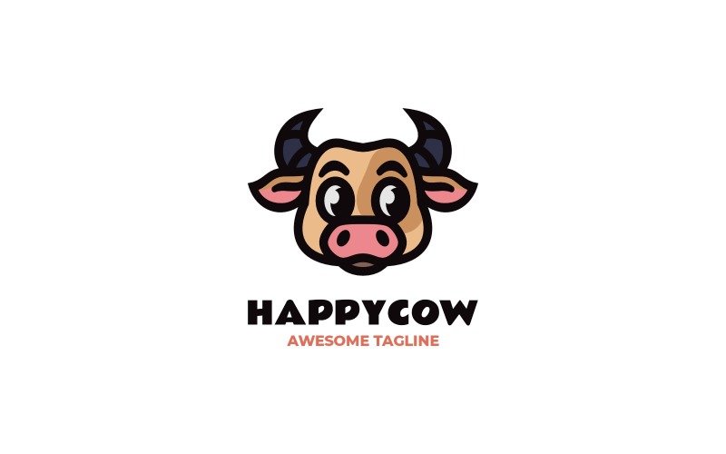Mascot Modern Cow Logo Design Logo Template