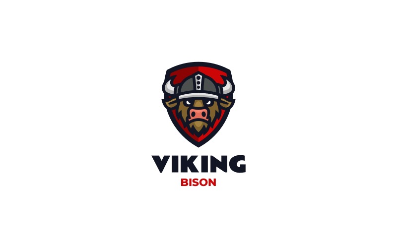 Mascot Viking Bison Logo Design Logo Template