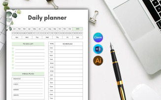 Minimalist Daily Planner for Canva and MS Word