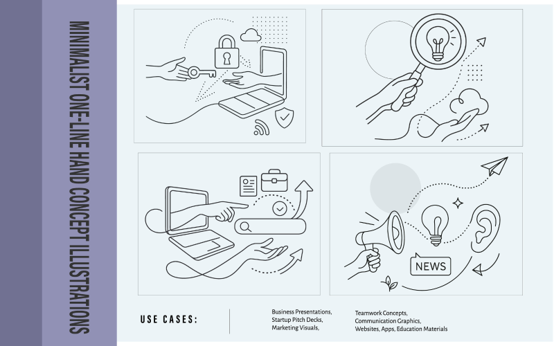 Collage Style Cybersecurity, Search Digital Marketing Illustration Pack Business Communication