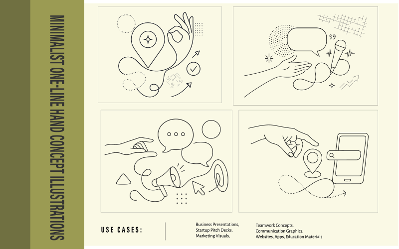 Minimalist One-Line Communication, Location Marketing collage Style Vector Illustration Pack