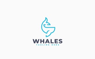 Modern Blue Whale Logo Template Design