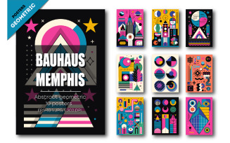 Abstract geometric Bauhaus, Memphis 03. 10 Posters