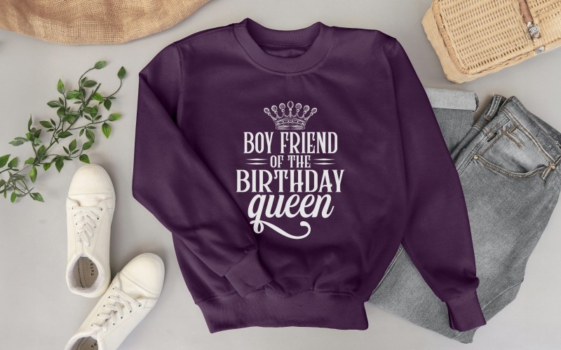 Boyfriend Of The Birthday Queen T Shirt Design Digital Download Birthday Party Graphic For Couple T-shirt