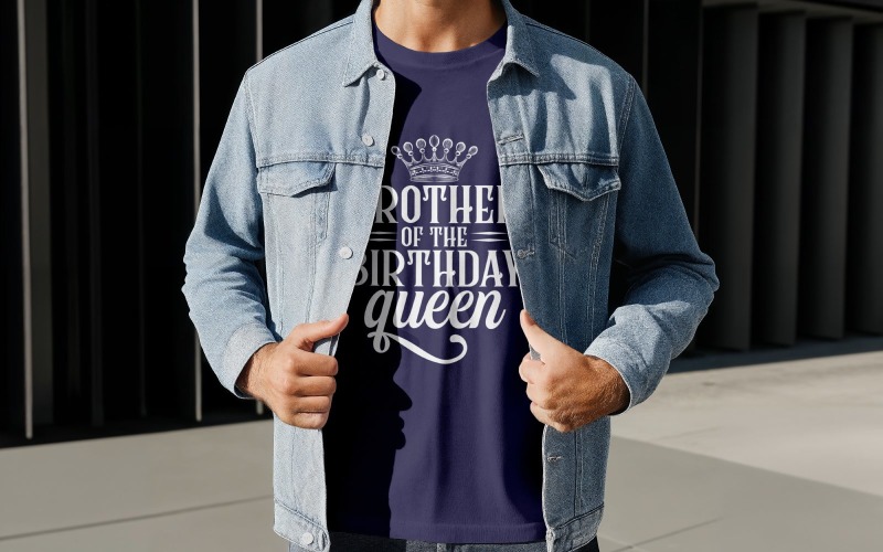 Brother Of The Birthday Queen T Shirt Design Digital Download Birthday Party Graphic T-shirt