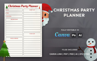 Christmas Party Planner Template – Editable Holiday Planner for Canva and KDP Publishing