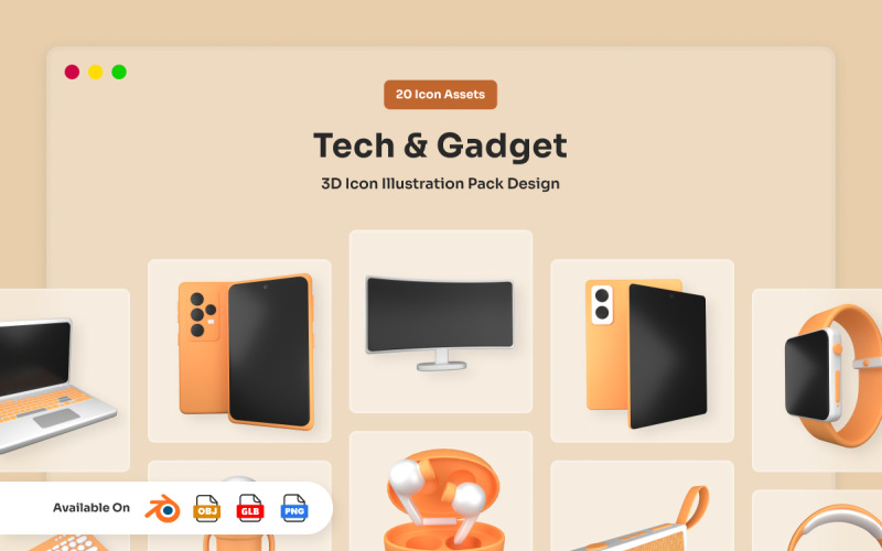 Digital Device 3D Icon Collection Model