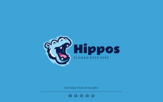 Mascot Hippopotamus Logo Design 354