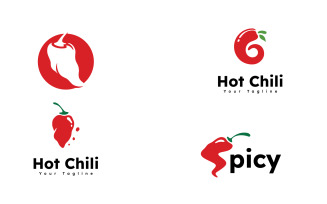 Spicy chili logo vector, red pepper logo icon design template v14