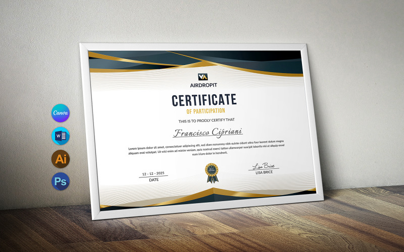 Certificate of Participation Template Editable Award Certificate Canva Certificate Template