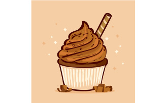 Chocolate Cupcake with Wafer Sticks