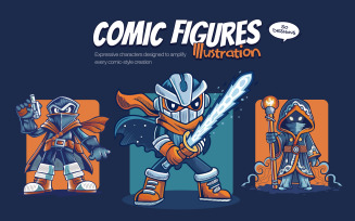 Comic Figures Illustration Set