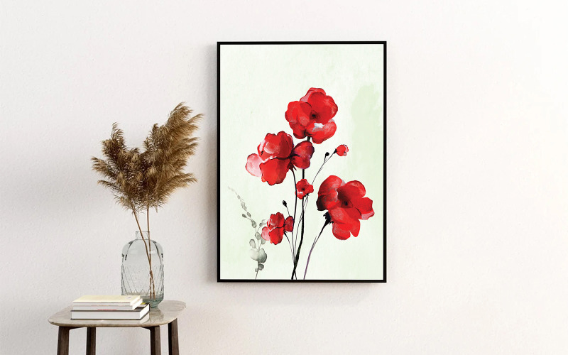 Red Poppy Watercolor Wall Art Corporate Identity