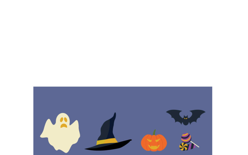 Spooky Halloween Vector Illustration Set with Bats, Pumpkin, and Candy Vector Graphic
