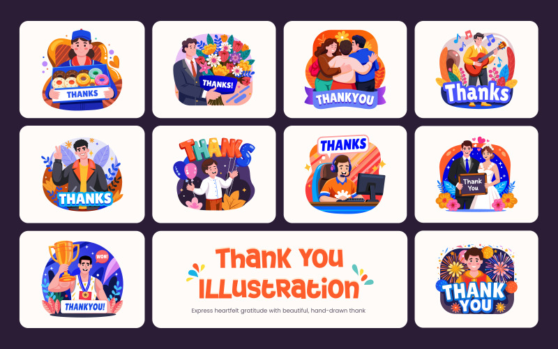 Thank You Illustration Set