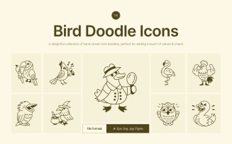 Modern Bird Doodle Art Set