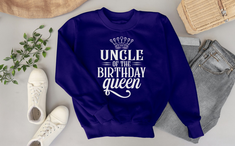 Uncle Of The Birthday Queen T Shirt Design Digital Download Birthday Party Graphic T-shirt