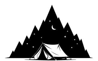 Camping in the mountains Vector illustration