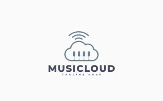 Cloud Piano Logo Template Design