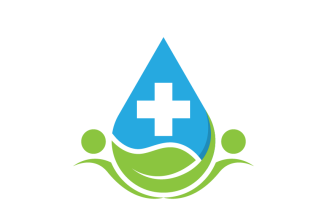 Medical Drop and Leaf with People Logo Template