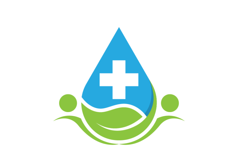 Medical Drop and Leaf with People Logo Template