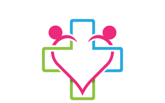 Medical Heart and People Logo Template Outline Style