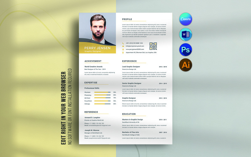 professional Resume Template Canva & MS Word