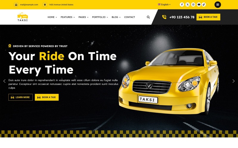 Taksi Taxi Service Transportation Car Rental Template Joomla Template