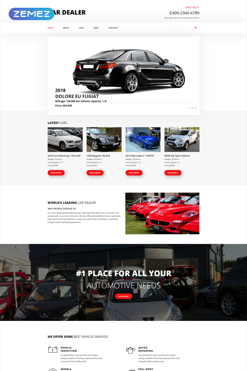 "Car Dealer - Car Dealer Clean" - адаптивний Joomla шаблон №54872