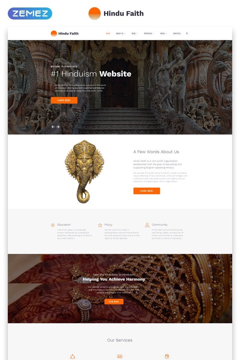 Hindu Faith - Hinduism Multipage Modern HTML Website Template