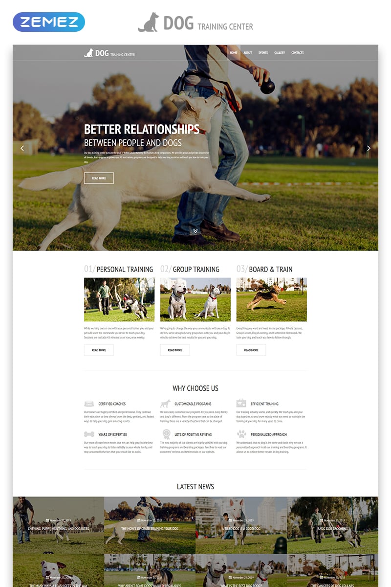 Reszponzív Dog Training Center - Dog Templates Responsive Modern HTML Weboldal sablon 54816