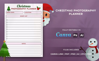Christmas Photography Planner Template | Holiday Organizer for Photographers & KDP Use