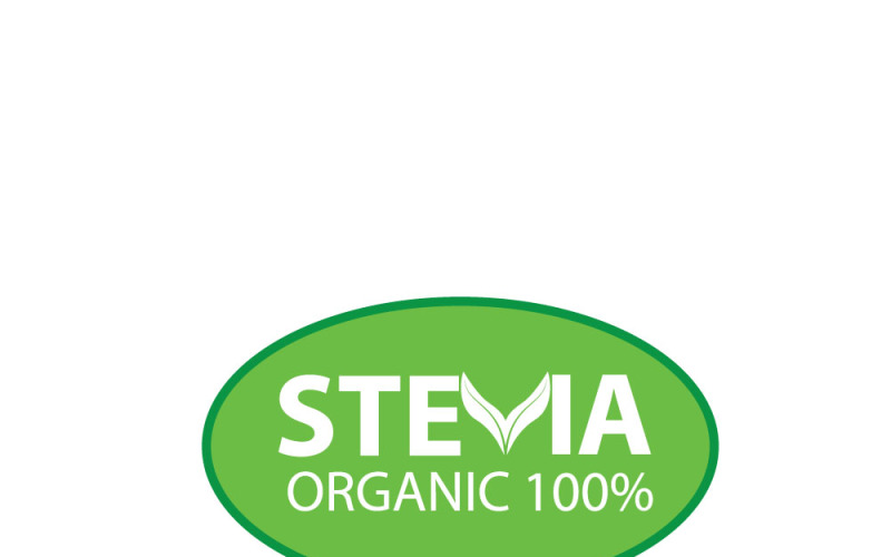 Organic Stevia Leaf Logo Herbal Natural Sweetener Badge Vector Graphic