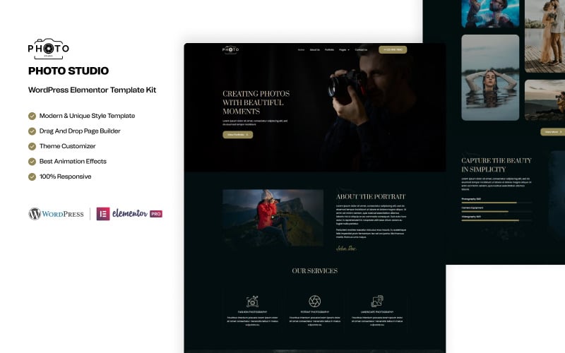 The Portrait – Photography Portfolio WordPress Elementor Template Kit Elementor Kit