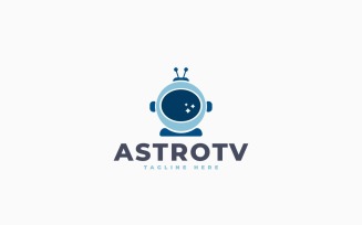 Astronaut TV Logo Template Design