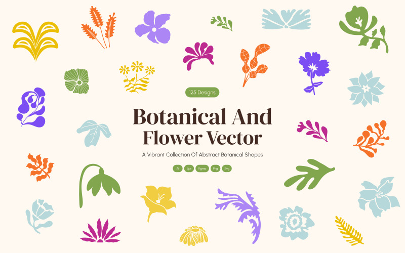 Botanical and Flower Vector Set Icon Set