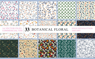 Delicate Garden Flowers Vector & JPG Pattern Set | Vintage Nature-Inspired Floral Pattern Bundle