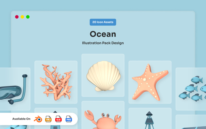 Underwater 3D Icon Collection Model