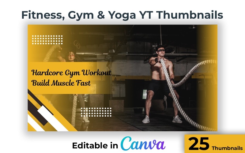 Wellness Fitness Yoga Gym YouTube Template Pack Social Media