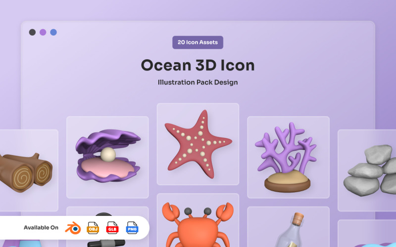 Coastal Life 3D Icon Pack Model
