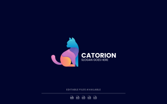 Gradient Modern Cat Logo Design 631