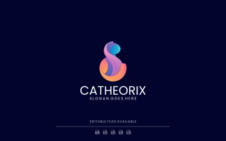 Gradient Modern Cat Logo Design 875