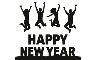 Happy new year silhouette vector art