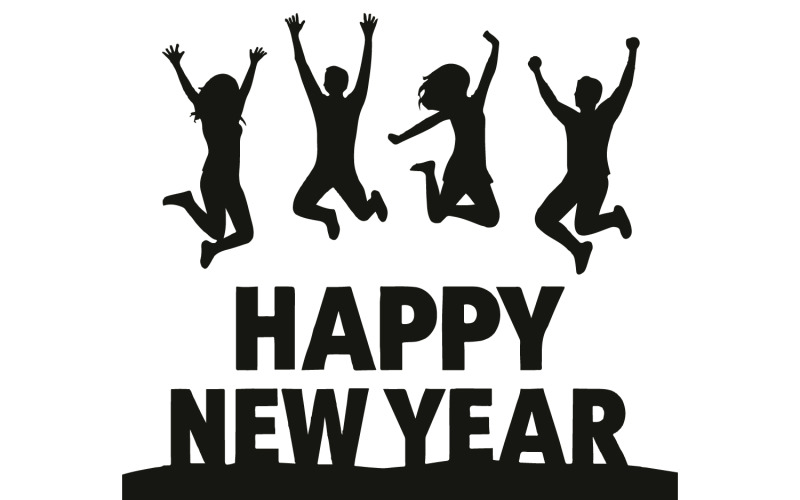 Happy new year silhouette vector art Illustration