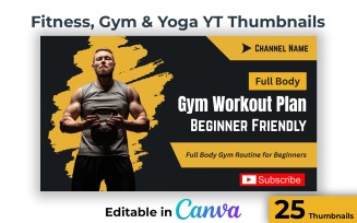25 Canva Thumbnails for Yoga and Fitness and Gym Channels