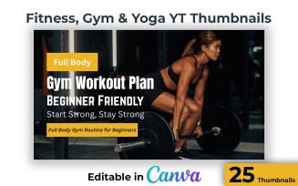25 Modern Workout YouTube Thumbnails for Fitness Creators - Yoga Fitness and Gym Thumbnails