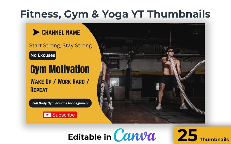 25 Powerful Gym and Fitness YouTube Thumbnail Designs - Yoga Fitness and Gym Thumbnails Social Media