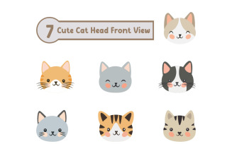7 Cute Cat Head Front View